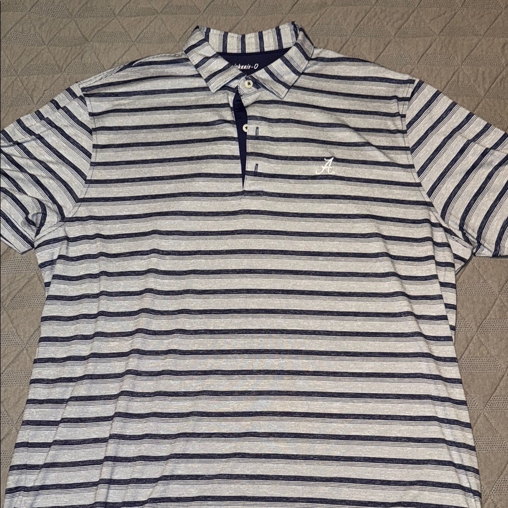 Striped Gray and Blue Men's Alabama Script A polo from Johnnie-O